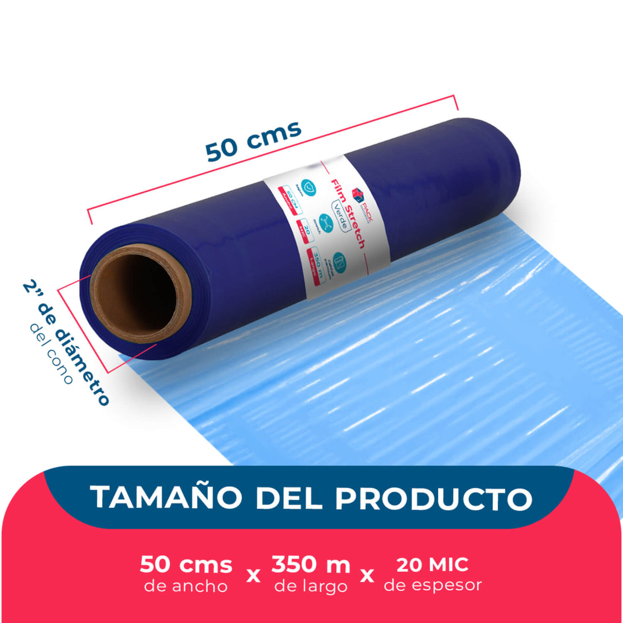 Film Stretch 1,7Kg 350m Azul Pack Mayorista - 6 uds
