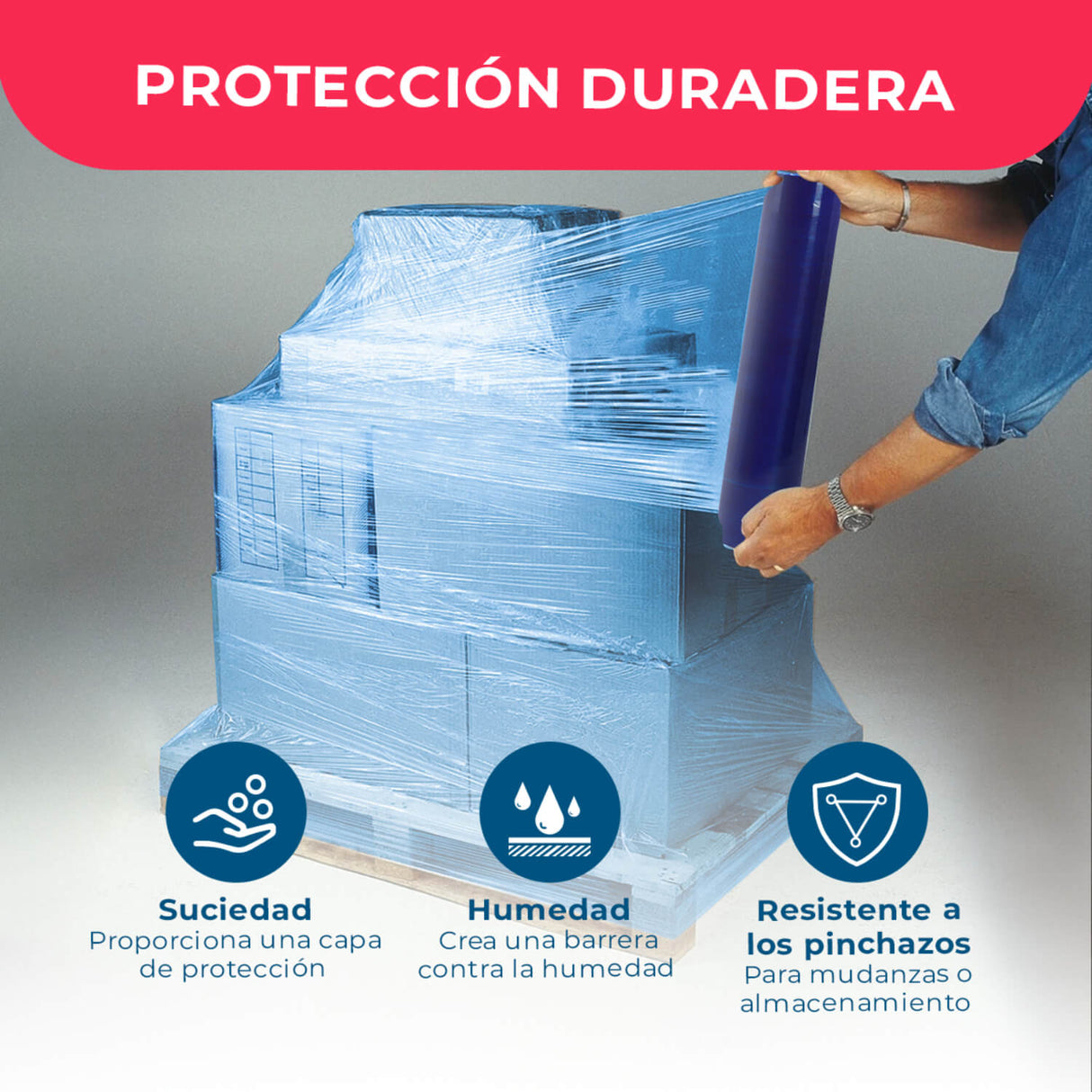 Film Stretch 1,7Kg 350m Azul Pack Mayorista - 6 uds