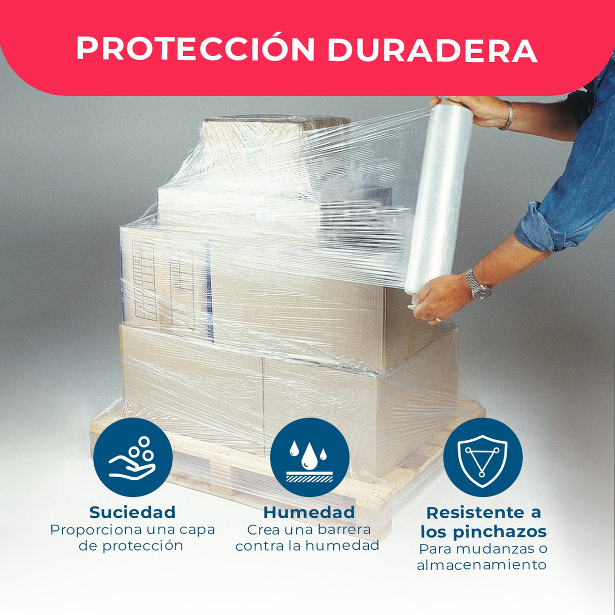 Film Stretch 1,7Kg 350m Blanco Pack Mayorista - 6 uds