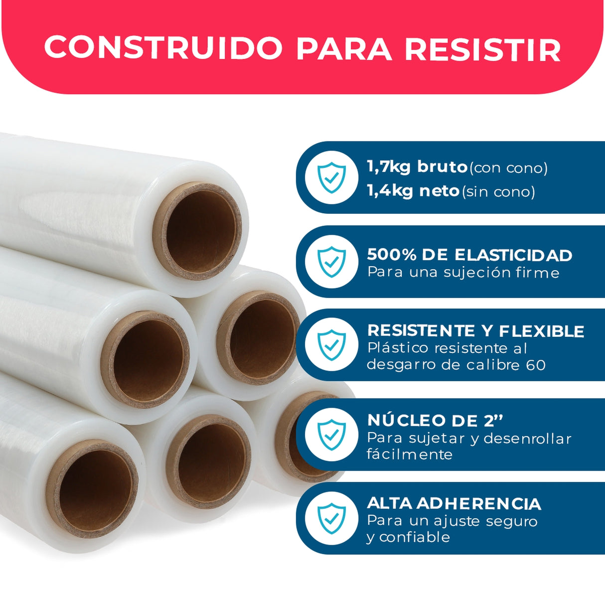 Film Stretch 1,7Kg 350m Blanco Pack Mayorista - 6 uds