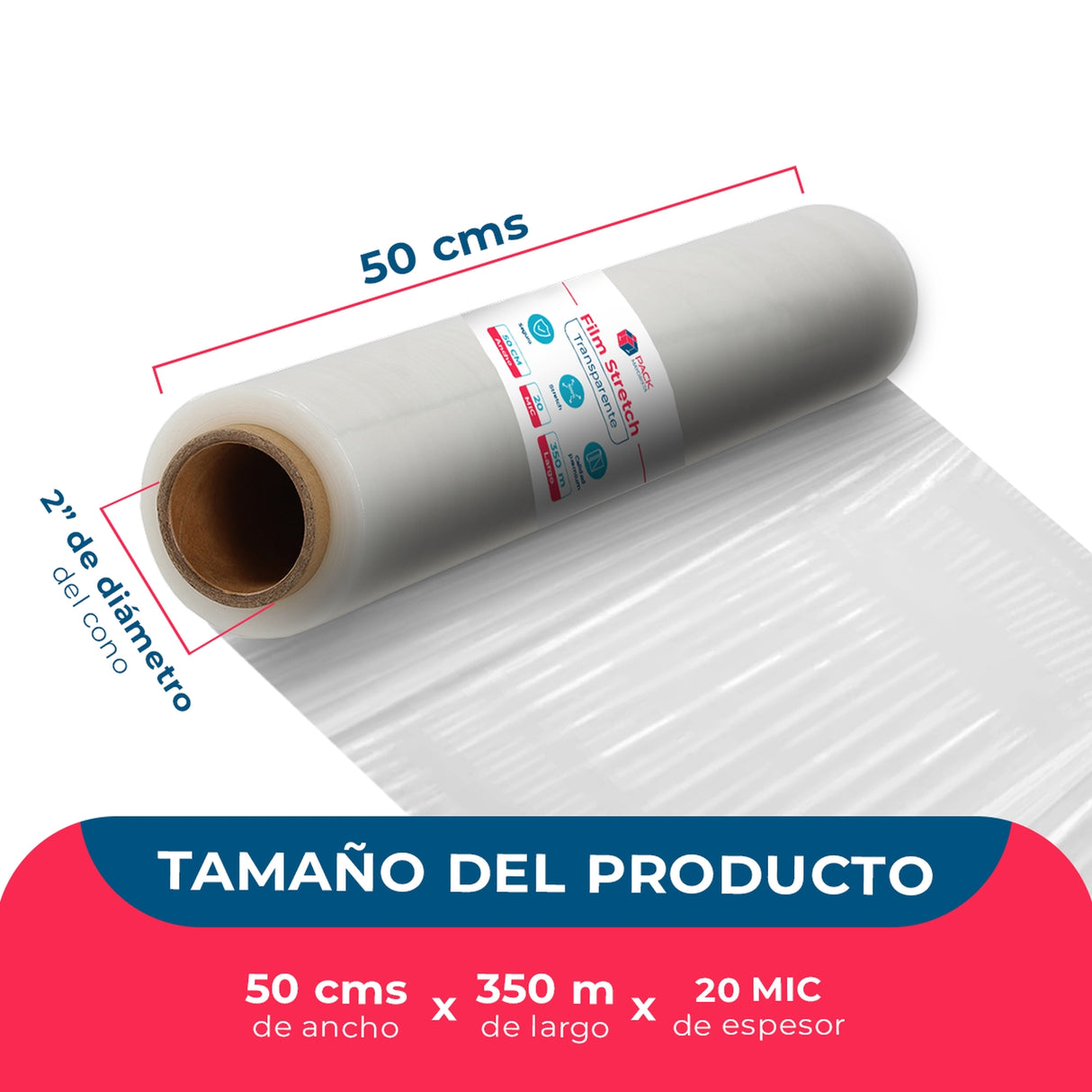 Film Stretch 1,7Kg 350m Blanco Pack Mayorista - 6 uds